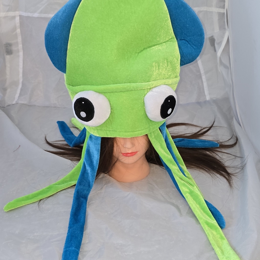 Kids Green and Blue Squid Hat